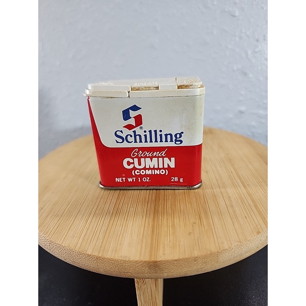 Vintage Schilling Ground Cumin (Comino)‎ Metal Spice Tin 1oz EMPTY